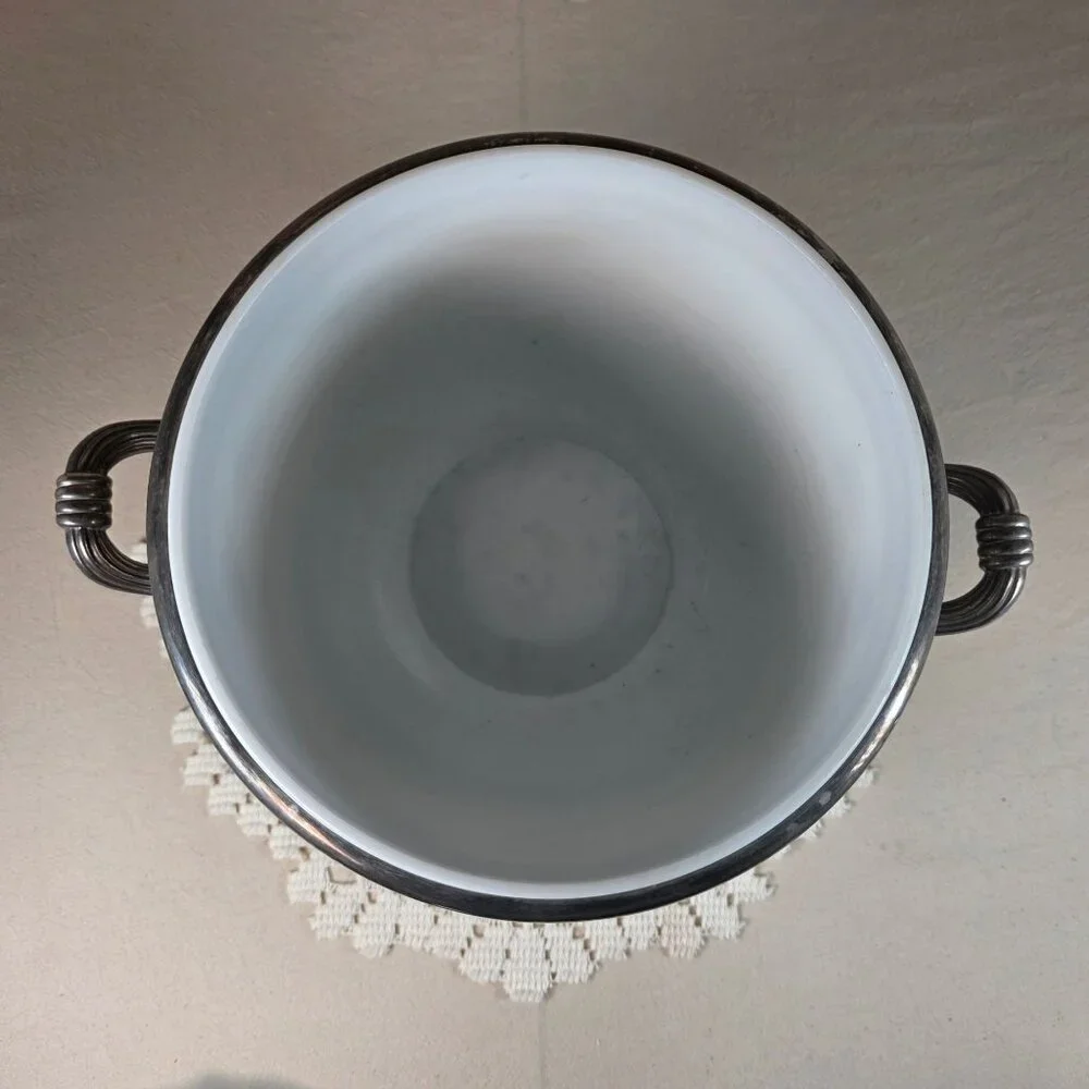 Silver-Plated Ice Bucket With Lid & Tongs Vintage Style Made In Hong Kong Elegan